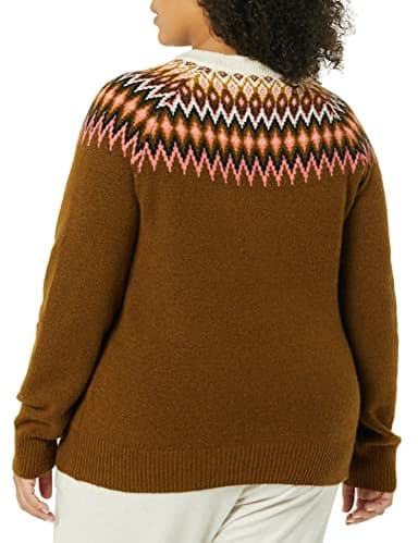 Amazon Essentials Crewneck Sweater for Women, Soft-Touch, Medium Brown Fair Isle Pattern, Small - Image 4