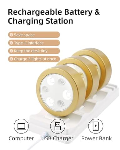 EZVALO Picture Lights for Wall with Charging Station, Rechargeable Battery Magnetic Poster Lights with 3 Color Temps & 12 RGB, Remote Dimmable Timer Light, Wall Decor Light for Art Display (6 Pack) - Image 2