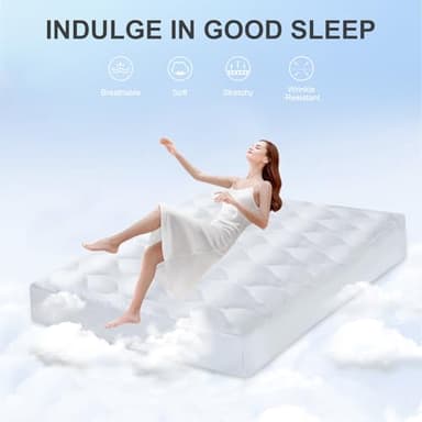 KAYFIA Queen Mattress Pad, Quilted &Breathable Mattress Topper Queen Size with 3D+7D Snow Down Alternative Fill, Cooling Pillow Top Mattress Cover Protector Stretches up 8-21" Deep Pocket -White - Image 5