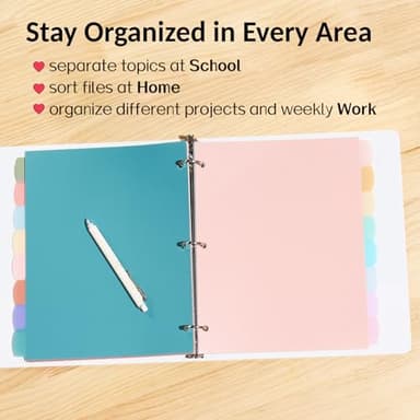 Sooez 8 Tabs Long-Lasting Plastic Write & Erase Large Tabs Dividers for 3 Ring Binder, Aesthetic Cute Pastels Binder Dividers for Student, Teacher, Office, Home Organizers, 1 Set, Pastels Color - Image 7