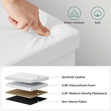 SONGMICS MAZIE Collection - 43 Inches Storage Ottoman Bench with Flipping Lid, Storage Chest with Iron Frame Support, Load 660 lb, for Living Room, Bedroom, Synthetic Leather, White ULSF75WT - Image 8