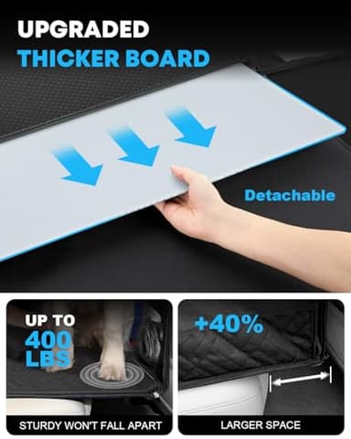 Kohree Dog Car Seat Cover for Medium Dogs, Hard Bottom Dog Car Seat Cover for Back Seat Waterproof 600D Car Hammock for Dogs Pet Back Seat Extender for Cars SUV Truck-Upgraded Version - Image 2