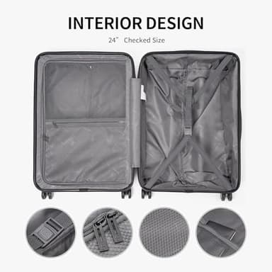 LEVEL8 Grace Luggage Sets Hardshell Suitcase with Wheels, Sturdy Large Suitcase Tsa Lock 20 Inch Expandable Carry on 24 Inch 28 Inch Checked Luggage, 3-Piece Set (20/24/28), Blue - Image 5