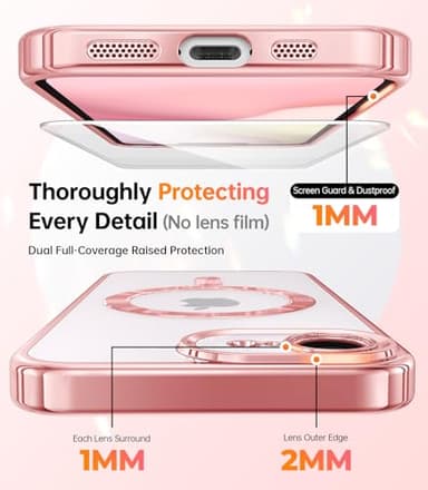 Meifigno Designed for iPhone 16E Case 6.1", [Compatible with MagSafe] [Glitter Card & Wrist Strap] [2X Screen Protectors] Surround Raised Lens Protection Designed for iPhone SE 4 Case, Rose Gold - Image 4