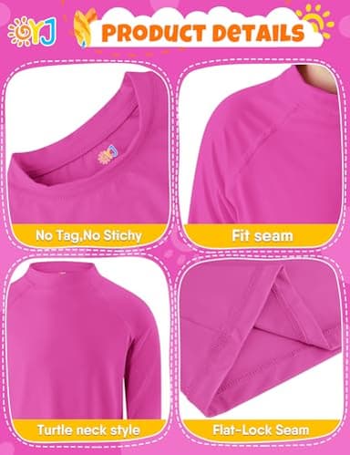 Girls Swim Shirt Long Sleeve Rash Guard for Toddler Kids UPF+ 50 Rashguard Sun Protection Surfing Swim Wear Girls Bathing Shirt 4T Rose Pink - Image 3