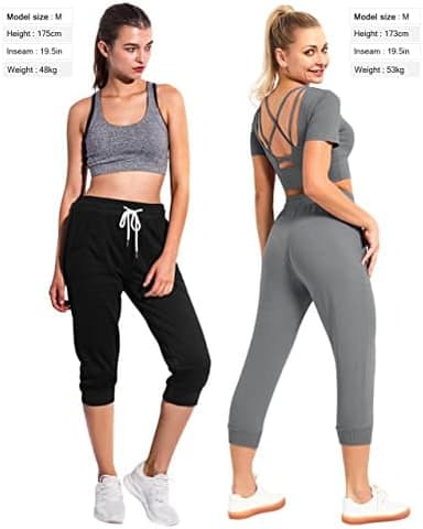 SPECIALMAGIC Women's Sweatpants Capri Pants Cropped Jogger Running Pants Lounge Loose Fit Drawstring Waist with Side Pockets - Image 4