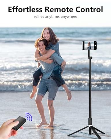 UBeesize Magnetic Tripod for iPhone with Remote, 64’’ Extendable Phone Stand for Video Recording/Vlogging, N52 Strong Holder for iPhone 12-17/Android, Portable Travel Selfie Stick Tripod(Black) - Image 6