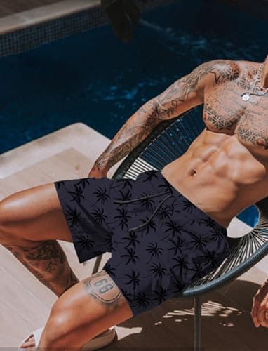 Men's Swim Trunks Hawaiian Bathing Mesh Lining Suit Swimsuits Beach Shorts with Pockets - Image 2