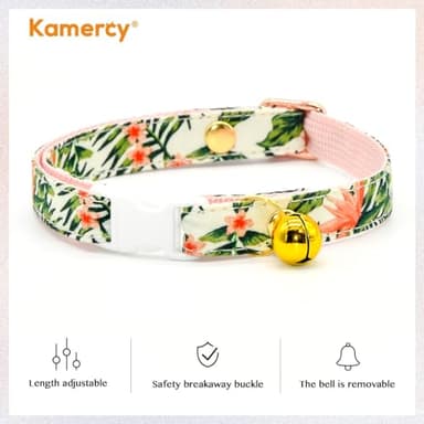 Summer Cat Collar, Safety Breakaway Kitten Collar, Palm Trees and Flowers, XXS (6" - 10") - Image 2