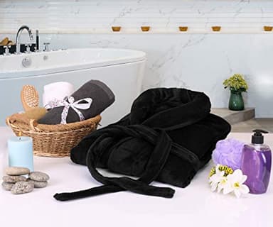 NY Threads Mens Hooded Fleece Bathrobe Plush Long Spa Robe Pack of 1, Large/X-Large, Black - Image 6