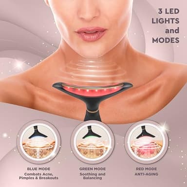 GLO24K Red Light for Face & Neck Beauty Device - 3 in 1 Facial Massager Tool and Neck Care Device for Turkey Neck, Anti Wrinkle, Face and Neck Massager for Women - Image 3