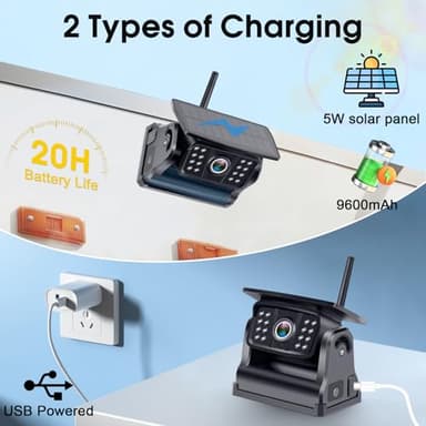 Wireless Backup Camera for Trucks & RVs – Solar-Powered, 1080p HD, Night Vision, Waterproof, Magnetic Mount, Easy Installation for Towing & Parking - Image 2