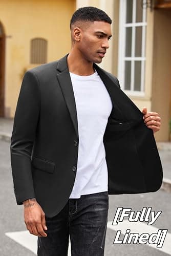 COOFANDY Mens Black Casual Blazer Dress Coat Stretch Business Suit Jacket Slim Fit Knit Sport Coat - Image 3
