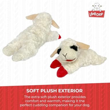 Multipet Lamb Chop Dog Plush Toy - Squeaky Dog Toy for Small & Medium Dogs - Extra Soft Plush Dog Toy - Stuffed Animal Dog Toy for Cuddling & Playing - Cute Pet Toy (10", Cream, 5 Squeakers) - Image 7