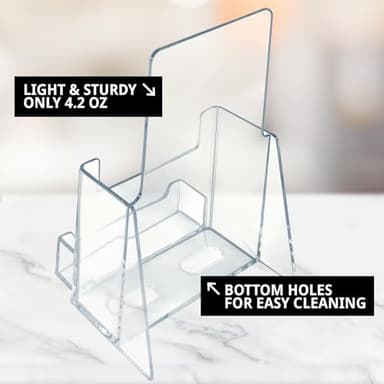 Azar Displays, 252922-100PK, Counter Trifold Brochure Holder with Horizontal Business Card Holder, Brochure Display Stand with Gift Card Pocket Flyer Holder Clear Card Display for Literature, 100-Pack - Image 3