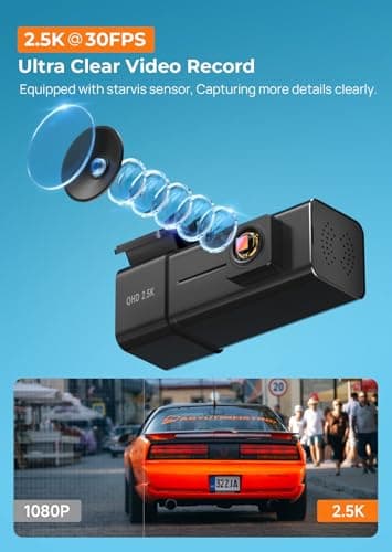 Dash Cam, 2.5K WiFi Dash Camera for Cars, E-YEEGER Mini Dashcam with App, Front Car Camera, G-Sensor, Loop Recording, Night Vision, 24H Parking Mode, 32G SD Card Included, Support 256GB Max - Image 2