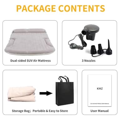 KMZ SUV Air Mattress Thickened and Double-Sided Flocking Travel Camping Bed with 2 Pillows & Electric Pump Dedicated Mobile Cushion Inflatable Bed for SUV Trunk and Rear Seat (Beige and Coffee) - Image 9