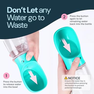 MalsiPree Dog Water Bottle Dispenser - 12 oz Blue - Leak-Proof Lock & One-Hand Operation - Dog Water Bowl Dispenser - Pet Travel Bottle with Built-in Bowl - Image 5