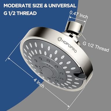 HOPOPRO 5-Mode High Pressure Shower Head - The Washington Post, NBC News, Today TV Show Recommended - High Flow Fixed Showerheads (4 Inch Brushed Nickel) - Image 3