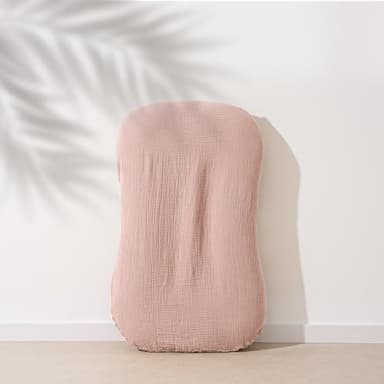 MairMore Muslin Baby Lounger Cover for Newborn & Infant, 100% Cotton Soft and Breathable Lounger Slipcover for Baby Girls and Boys, Pack of 2 (Pink, Ivory) - Image 7
