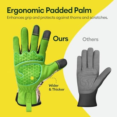 Maygrove Gardening Gloves for Women, Breathable Leather Work Gloves, Thorn-Proof Gardening Gifts, Touchscreen Compatible, Protective Work for Digging, Planting, Pruning, Medium Size, Green - Image 4
