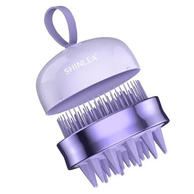 SHINLEA 2 in 1 Scalp Massager Hair Growth,Scalp Scrubber with Soft Silicone Bristles for Dandruff Removal,Shampoo Brush for Exfoliation,Head Massager for Both Wet and Dry Use (Purple) ﻿ - Image 1
