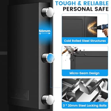 2.6 Cuft Safe Box, Steel Home Security Safe with Fireproof Waterproof Money Bag, Anti-Theft Safes for Home with Programmable Keypad Keys, Digital Safety Box for Documents Valuables Jewelry - Image 9