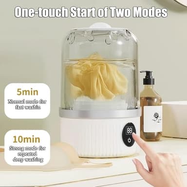 2025 Upgraded Portable Mini Washing Machine - Deep Clean Socks, Underwear, Baby Clothes - Ideal for Singles, Apartments, Travel (White) - Image 3