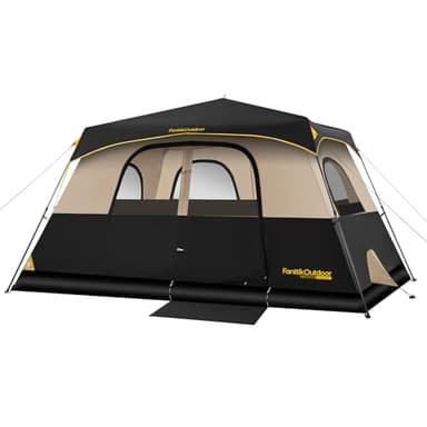 FanttikOutdoor Zeta C8 Pro Camping Tent 8 Person Instant Cabin Tent Setup in 60 Seconds with Rainfly & Windproof Portable with Carry Bag for Family Camping & Hiking, Khaki - Image 1
