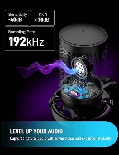 FIFINE Gaming USB Microphone for PC PS5, Condenser Mic with Quick Mute, RGB Indicator, Tripod Stand, Pop Filter, Shock Mount, Gain Control for Streaming Discord Twitch Podcasts Videos- AmpliGame - Image 3