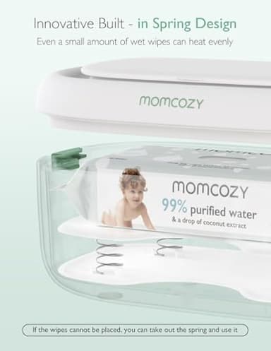 Momcozy Baby Wipe Warmer, Innovative Spring Design, Large Capacity Wipes Dispenser, Fast and Even Heating, 4 Modes of Temperature Heating Control, Diaper Wipe Warmer with Night Light - Image 2