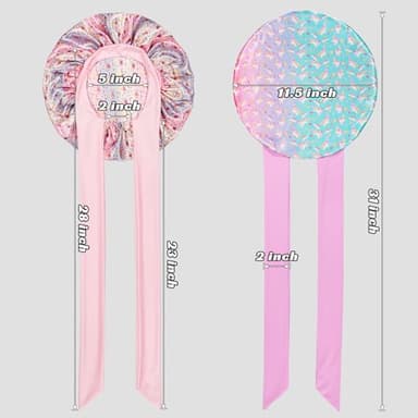 choshion Kids Bonnet for Girls, Satin Bonnet for Sleeping, One Size, Set of 2, Unisex-Kids, Hat - Image 2