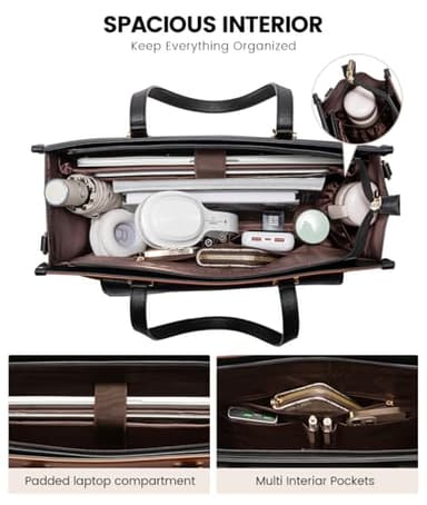 LOVEVOOK Laptop Bag for Women, 15.6'' Laptop Tote Purse 2-in-1 Professional Work Bag Business Briefcase with Clutch Purse, Waterproof Leather Computer Handbag for Teacher Office Travel - Image 2