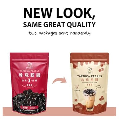 Soeos Boba Pearls, Black Tapioca Pearls 8.8 oz (Pack of 2), Black Sugar Flavor Boba Pearls for Bubble Tea, Smoothies & Desserts – Sweet, Chewy, and Ready to Cook - Image 2