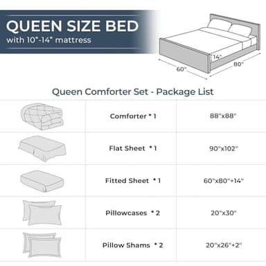 HEVUMYI 7 Pieces Queen Comforter Set, All Season Reversible Bed in a Bag Queen, Ultra Soft Queen Bedding Set with Grey Comforter, Flat Sheet, Fitted Sheet, Pillowcases, Pillow Shams, Dark Grey - Image 8