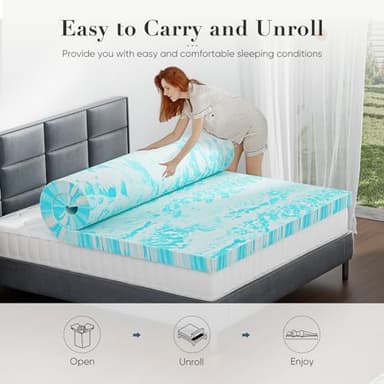Memory Foam Mattress Topper Queen, 2 Inch Thick Gel Infused Bed Toppers for Queen Size Bed, Soft Mattress Pads for Sleeper Sofa, RV, Camper, CertiPUR-US Certified, Blue - Image 7