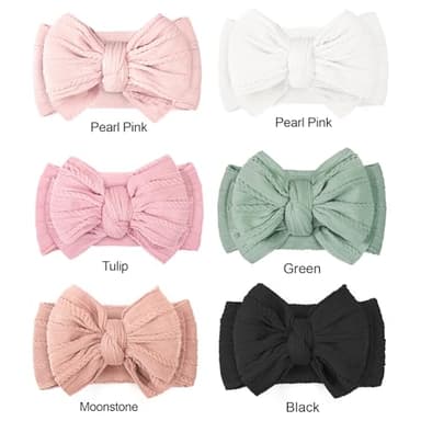 CÉLLOT 6 Pcs Super Stretchy Soft Handmade Headbands with Double Bows Head Wrap Nylon Hair Accessories For Newborn Babies Girls Infants Toddlers - Image 5