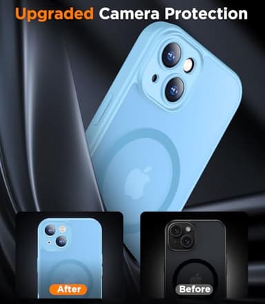 SPIDERCASE Designed for iPhone 15 Case, Magnetic Translucent with 2PCS Tempered Glass Screen Protector Anti-Fingerprint Anti-Scratch Phone Case,Light Blue - Image 6