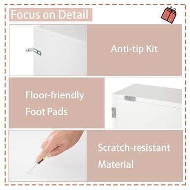 DINZI LVJ Toy Storage Organizer, Kids Bookshelf, Wood Toy Storage Cabinet, 3-Tier 8 Cubby Children Bookcase, 39.4" L Toddler Book Shelf for Playroom, Living Room, Nursery, Hallway, School, White - Image 7