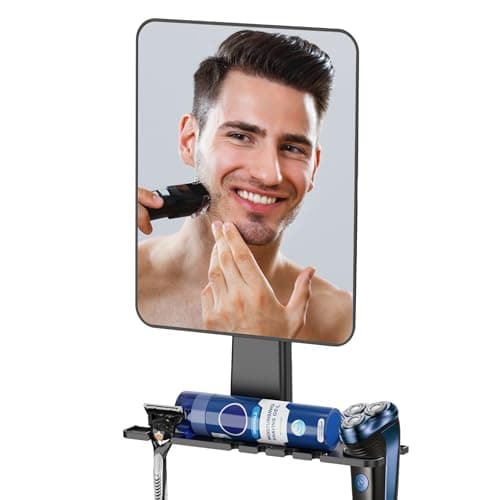 Jobsonslates Shower Mirror Fogless for Shaving, Fogless Mirror for Shower with Razor Holder, NO-Drilling & Removable, Shatterproof & Waterproof with 2 Adhesive Hooks - Image 1