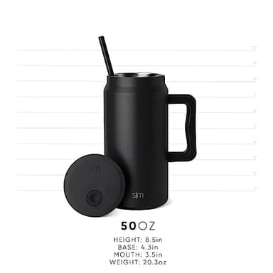 Simple Modern 50 oz Mug Tumbler with Handle and Straw Lid | Reusable Insulated Stainless Steel Large Travel Jug Water Bottle | Gifts for Women Men Him Her | Trek Collection | 50oz | Graphite - Image 6