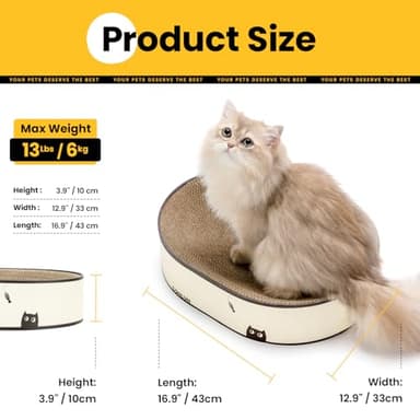 Conlun Oval Cat Scratcher Bed, 2-in-1 Cat Scratching Board, Natural Corrugated Cardboard Scratch Pad Lounge, Sealed Base Traps Debris,No Assembly Kitty Furniture,Stylish Colors Blends Any Home Decor - Image 8