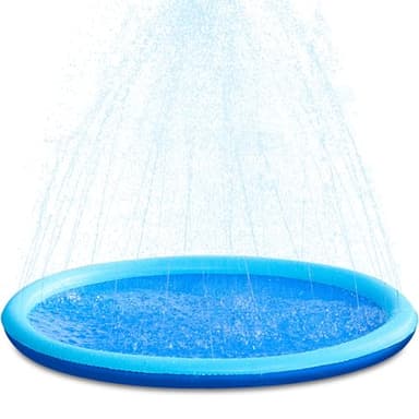 SLOOSH 72" Non-Slip Splash Pad Sprinkler - Outdoor Water Toys Play Mat for Toddlers Kids Dogs, Outside Thickened Sprinkler Pool Party Durable Backyard Fountain for Girls Boys Pets (72in, Blue) - Image 8