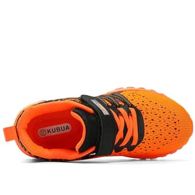 Kids Sneakers for Boys Girls Running Tennis Shoes Lightweight Breathable Sport Athletic Black Orange Size US 13 Little Kid - Image 3