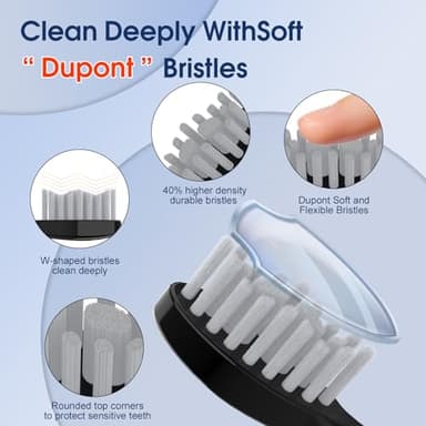 Electric Toothbrush for Adults, 5 Modes Sonic Toothbrush with 4 Brush Heads, 50000 VPM Deep Clean, 100-Day Battery Life, IPX7 Waterproof Rechargeable Toothbrushes Built-in Smart Timer for Home, Travel - Image 4