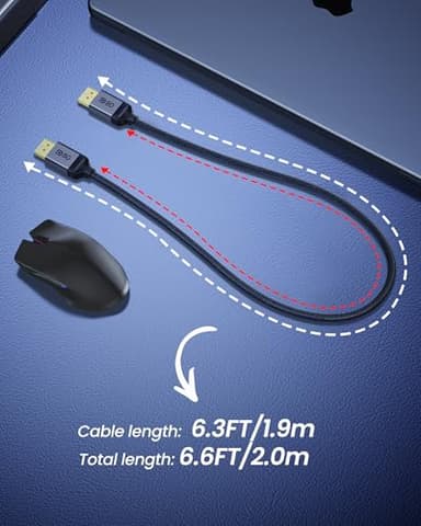 Silkland 80Gbps DisplayPort Cable 2.1 6.6FT/2M [VESA Certified], [8K@240Hz, 4K@540Hz 360Hz 240Hz] DP 2.1 Cable 16K, DP80 HDR DSC Display Port Cord Compatible FreeSync Gaming Monitor 5090 7900XTX,S1334 - Image 5