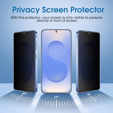 amFilm Auto-Alignment OneTouch for Samsung Galaxy S25 6.2'' Privacy Screen Protector + Camera Lens Protector, Tempered Glass, 30 seconds Installation, Bubble Free, Privacy Protection 2+2 Pack - Image 4