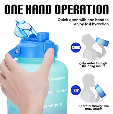 HydroPal 1 Gallon Water Bottles with Straw, 128 oz Water Bottle BPA Free Innovative 2-IN-1 Lid Gym Bottle with Times to Drink Motivational, Large for Sports Fitness Camping Water Jug （13.8X5.5 inch） - Image 4
