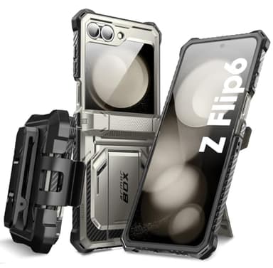 i-Blason for Samsung Galaxy Z Flip 7 FE Case, Z Flip6 Case with Stand, [Built-in Screen Protector] [Hinge Protection] [Belt-Clip], Military Phone Case for Samsung Z Flip 7 FE/6/5, Armorbox, Tigray - Image 1