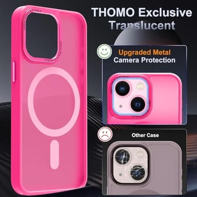 Thomo Upgraded Magnetic for iPhone 15 Plus Case [Compatible with Magsafe] [Mil-Grade Protection], Pocket-Friendly, Slim Translucent Phone Case Cover for iPhone 15 Plus 6.7", Hot Pink - Image 4